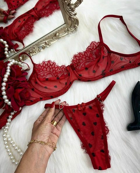 conjunto romance bicolor rojo