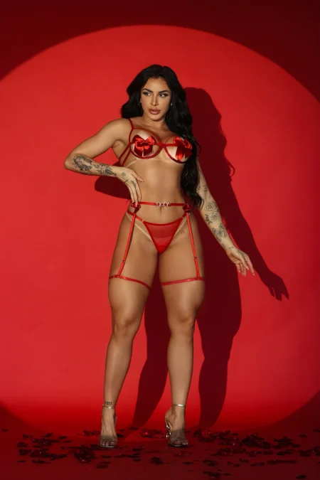 LINGERIE LAZO CON CINTA ROJO