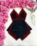 BABY DOLL LUXO FRANCESA - NEGRO CON ROJO
